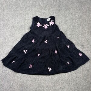 Rare Editions Jumper Dress Girls 6X Navy Corduroy Ballet Embroidered